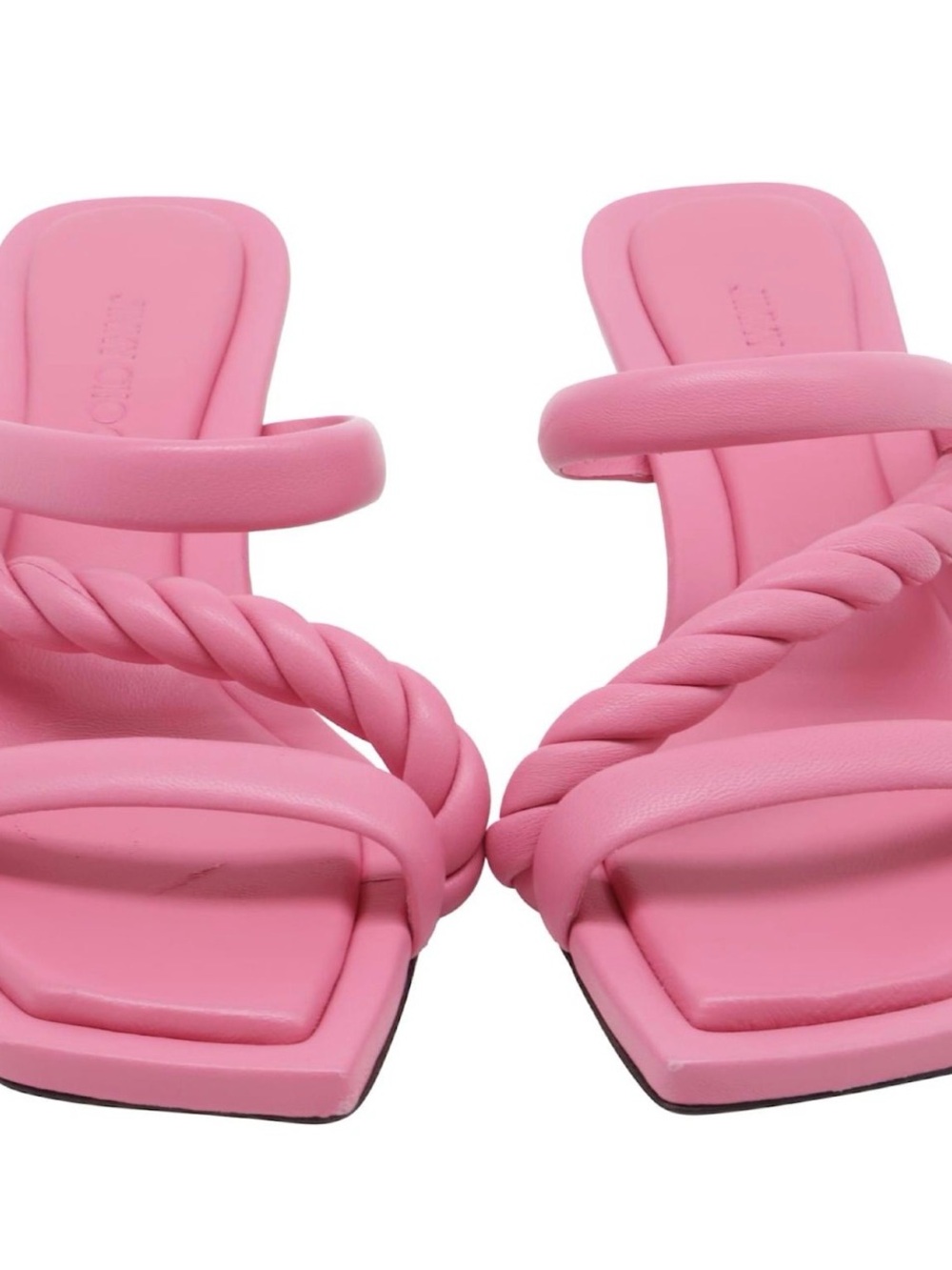Jimmy Choo Pink Braided Strap Mule Heels